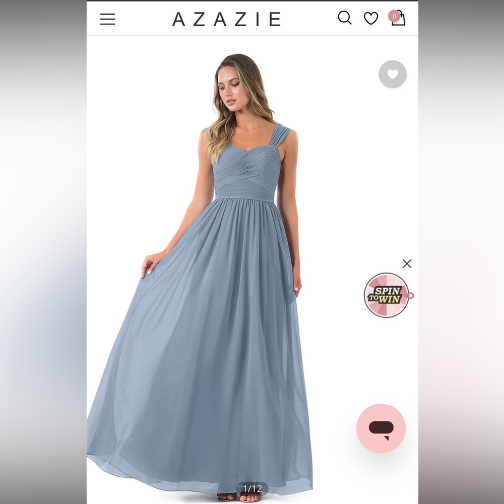 Azazie Zapheria dusty blue dress, size A20